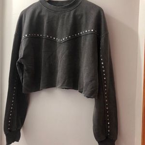 Bershka  cropped grey top and rhinestone